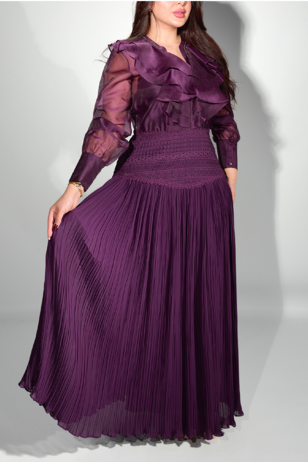 Flared Evening Dress with Embellished Details