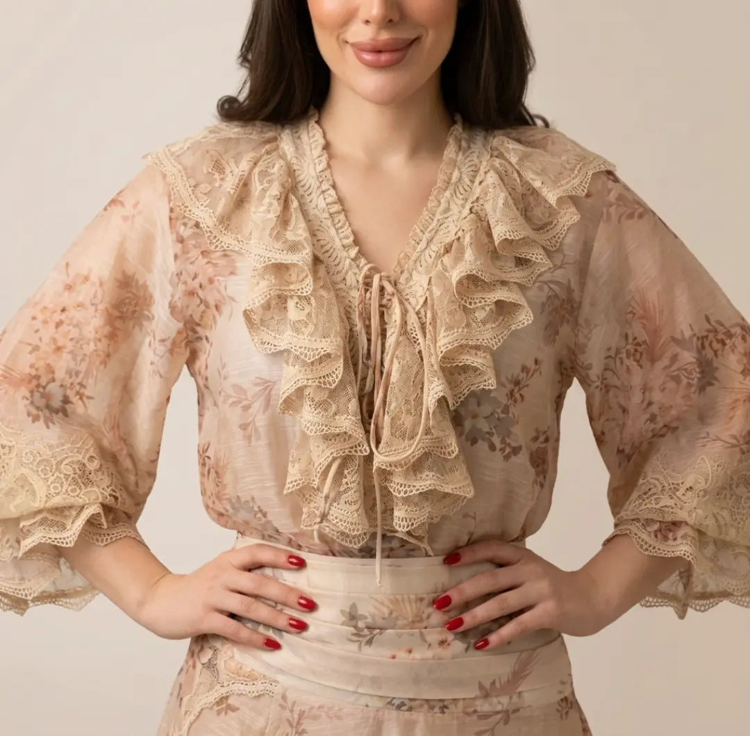 Lace Trim Two-Piece Skirt Set