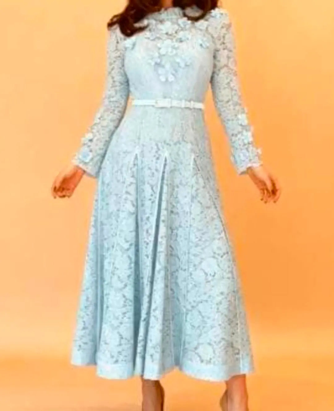 Layered Evening Dress with Floral Details